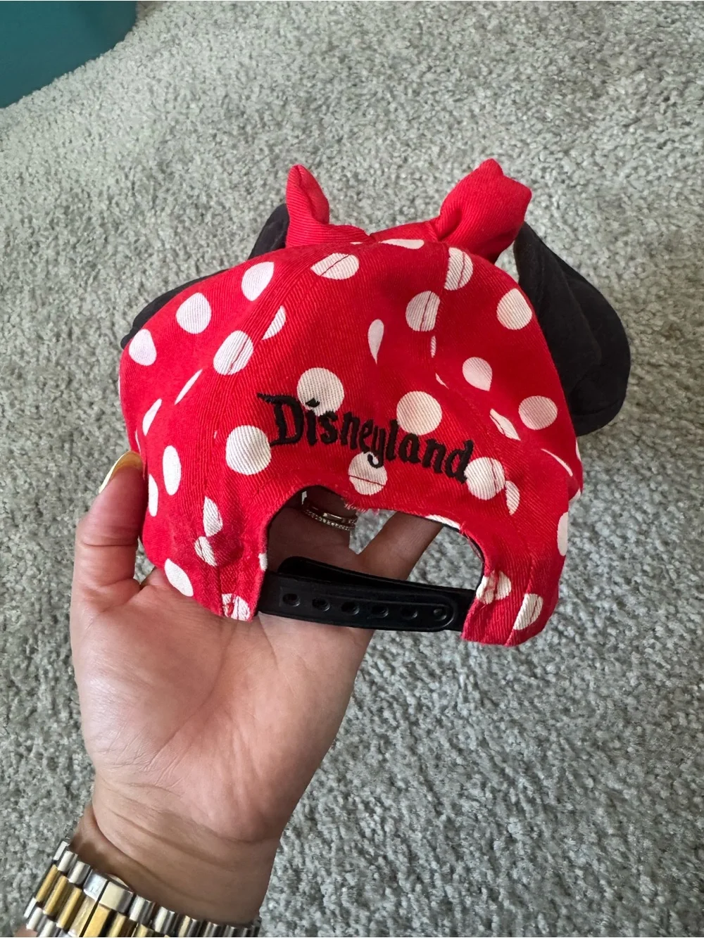 Disney Pink Polka Dot Minnie Ear Hat with Black Accents